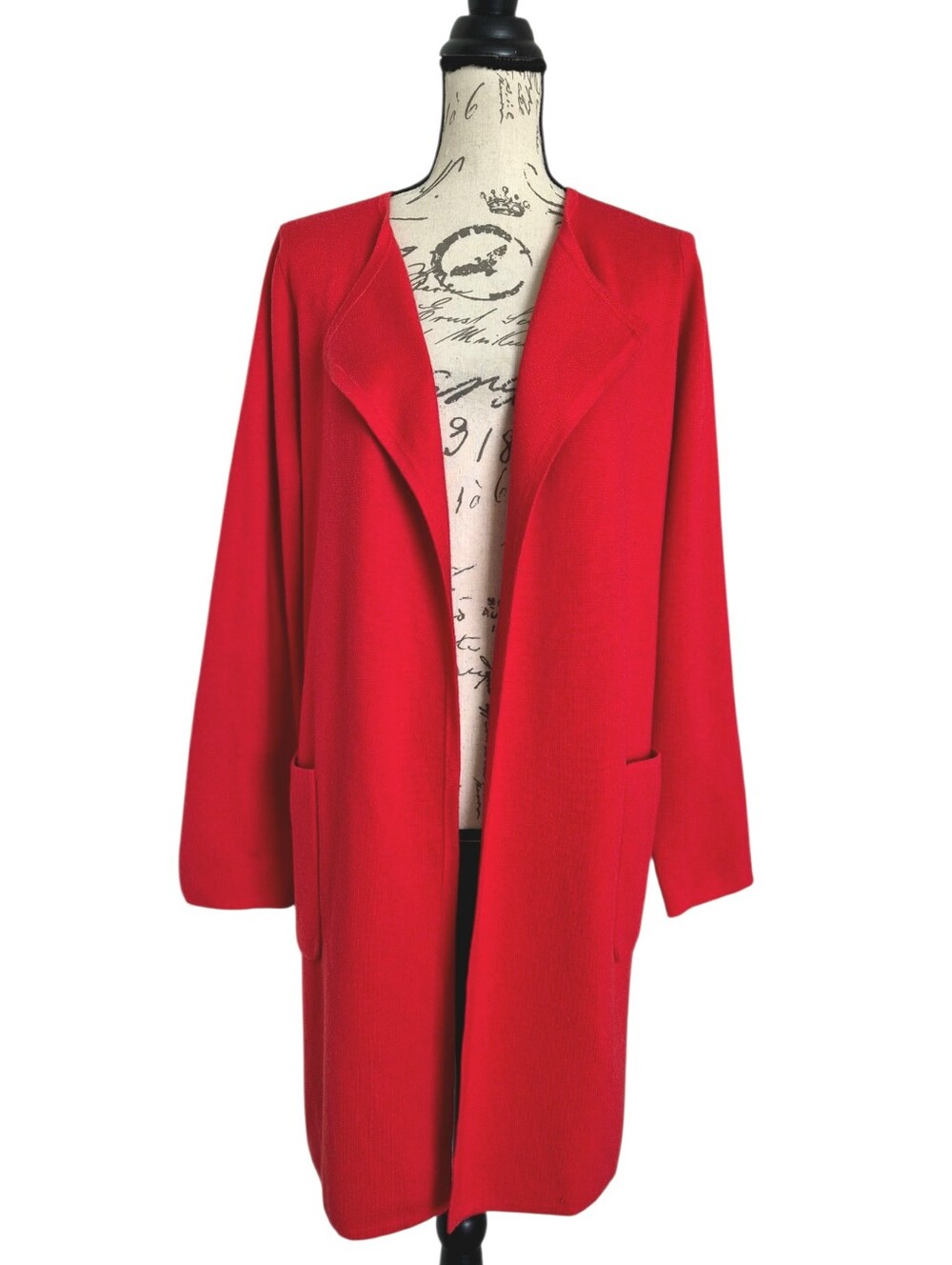 J. Crew Juliette Collarless Knit Sweater Blazer M Merino Wool Blend Red preppy